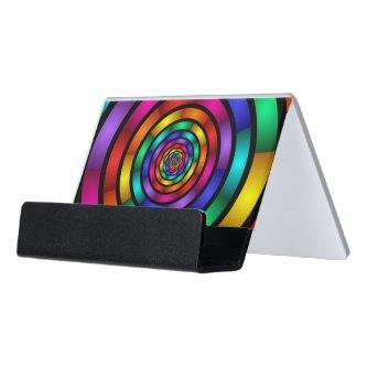Round and Psychedelic Colorful Modern Fractal Art Desk  Holder