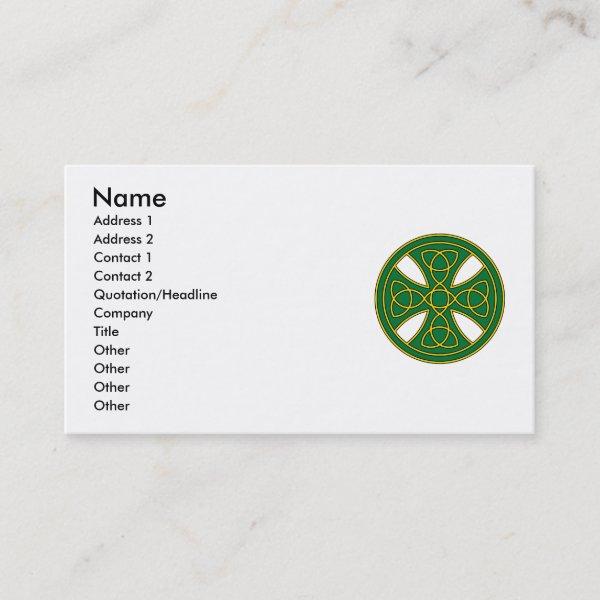 Round Celtic Cross in green and gold