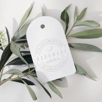 Round Modern Bold Website Handmade With Love Heart Embosser