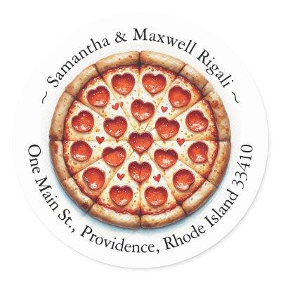 Round Pizza Stickers Return Address Labels