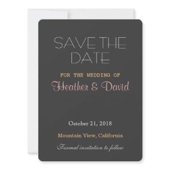 Rounded Corner Grey Save Date Wedding Invitation
