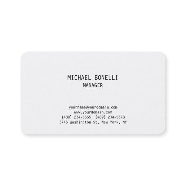 Rounded corner plain white manager