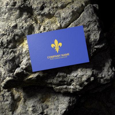 Royal Blue  with Gold Fleur de Lis