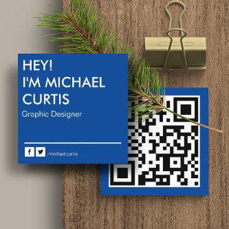 Royal Blue Modern Graphic Designer QR Code Square