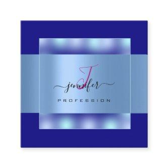 Royal Blue Modern Monogram Name Social Media Square