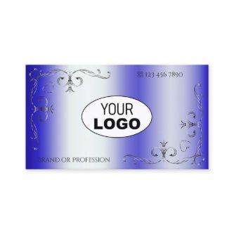 Royal Blue Shimmery Ornate Corner Border with Logo