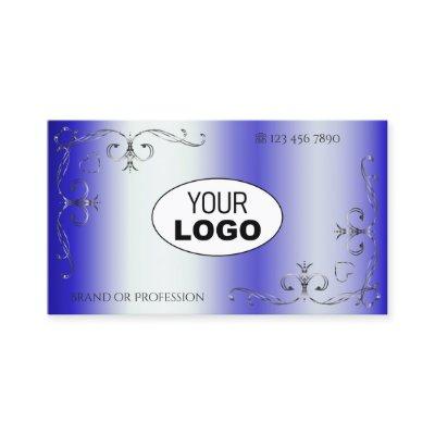 Royal Blue Shimmery Ornate Corner Border with Logo