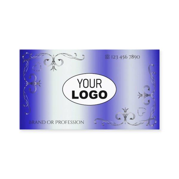 Royal Blue Shimmery Ornate Corner Border with Logo