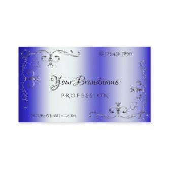 Royal Blue Shimmery Silver Ornate Corner Border