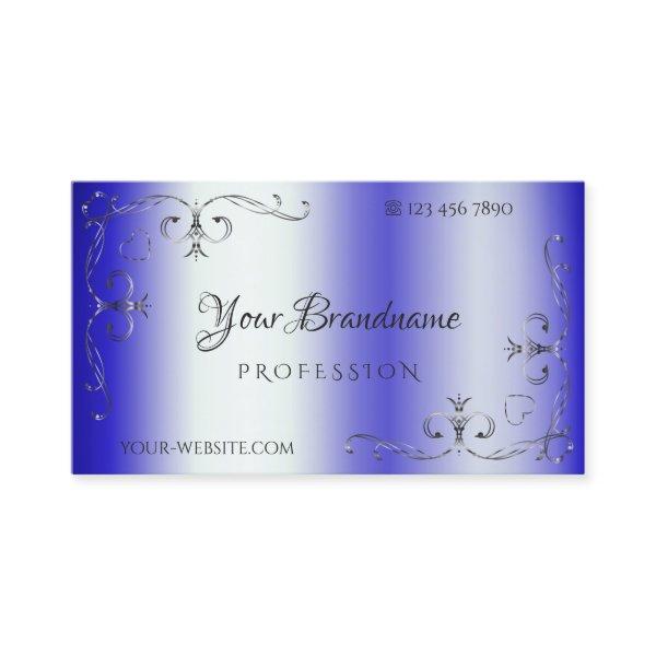 Royal Blue Shimmery Silver Ornate Corner Border