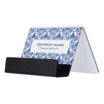 Royal Blue & White Elegant Damasks Pattern Desk  Holder