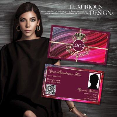 Royal Pink Burgundy Gold Crown Logo Photo QR Code