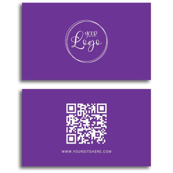 Royal Purple and White Logo Minimalist QR Code