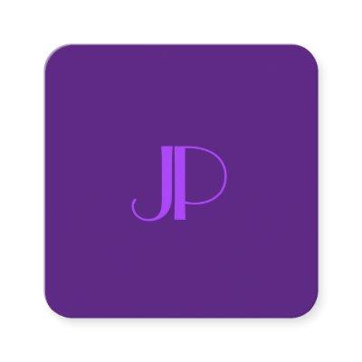 Royal Purple Modern Elegant Monogram Template Square