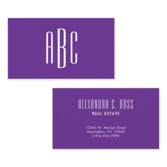 Royal Purple Simple Three Letter Monogram