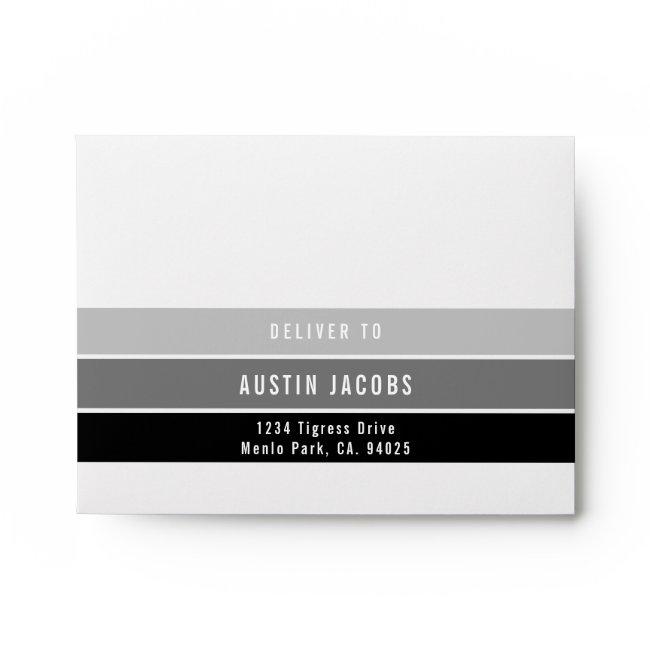 RSVP RETURN ADDRESS modern gradient black gray Envelope