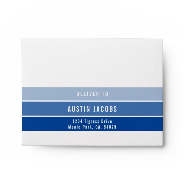 RSVP RETURN ADDRESS modern gradient royal blue Envelope