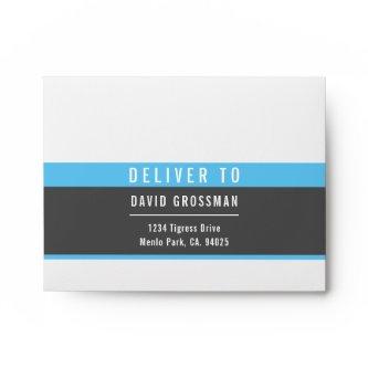 RSVP RETURN ADDRESS modern sporty dark gray aqua Envelope