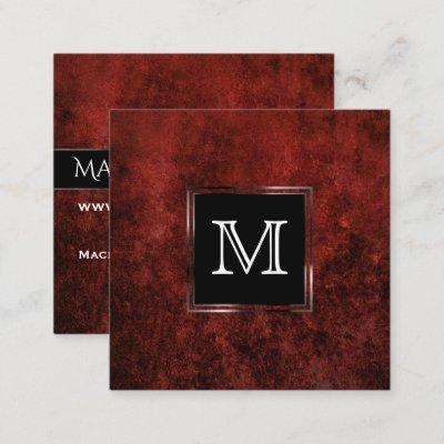 Ruby Crimson Red | Classic Grunge Monogram Square