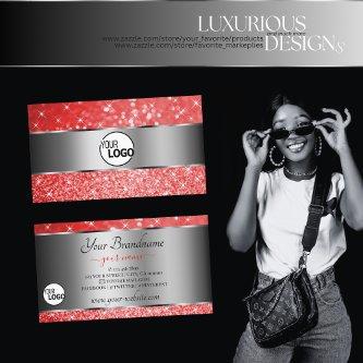 Ruby Red Glitter Silver Luminous Stars and Logo
