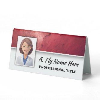 Ruby Red Stone Professional Photo Name Logo  Table Tent Sign
