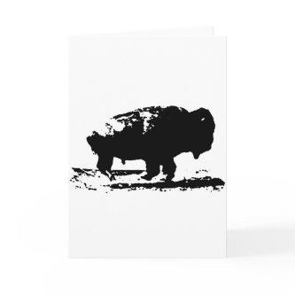 Running Buffalo Bison Pop Art Card