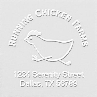 Running Chicken Business Logo Address Egg Carton Embosser