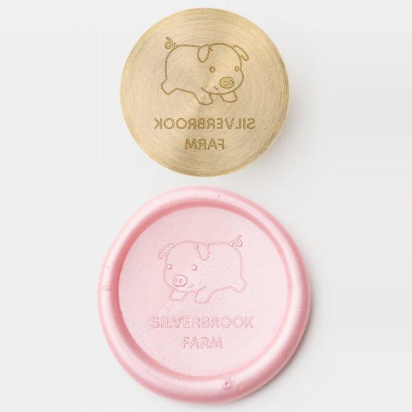 Running Piglet Pig Farm Custom Name Wax Seal Stamp
