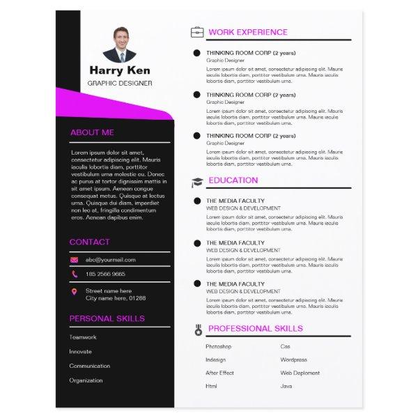 Rush Sorority Modern Resume Template Customizable
