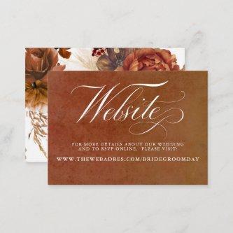 Rust and Terracotta Floral Wedding Website Card