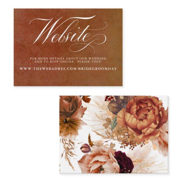 Rust and Terracotta Floral Wedding Website Card