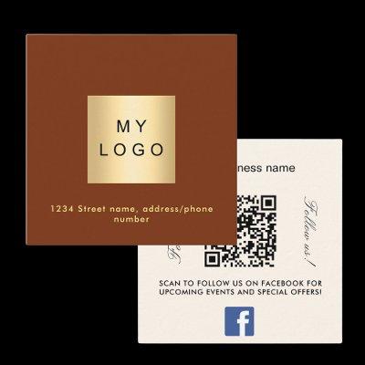 Rust brown beige logo QR code Facebook follow us Square
