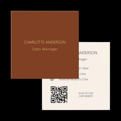 Rust brown beige QR code website Square