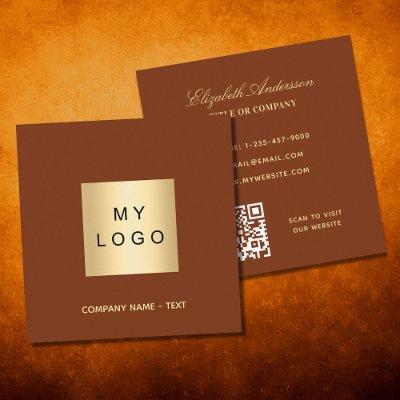 Rust brown burnt orange logo QR code Square