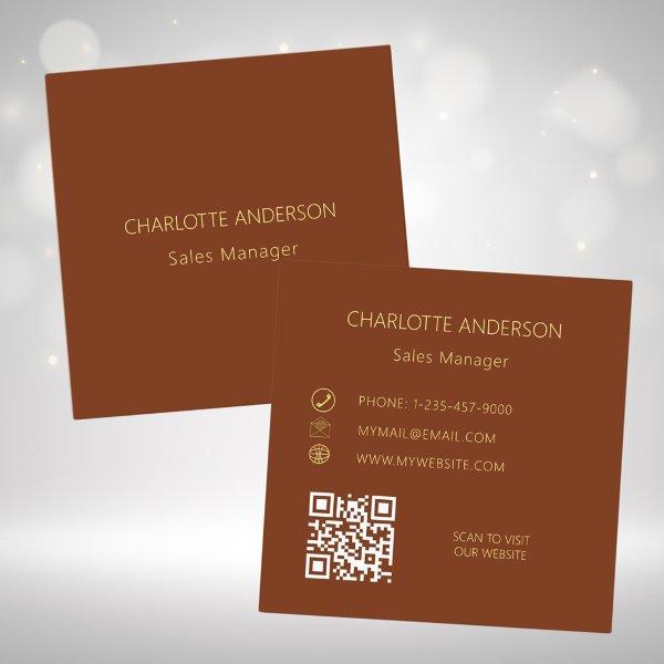 Rust brown elegant minimalist QR code Square
