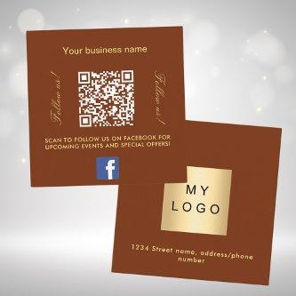 Rust brown logo QR code Facebook follow us Square