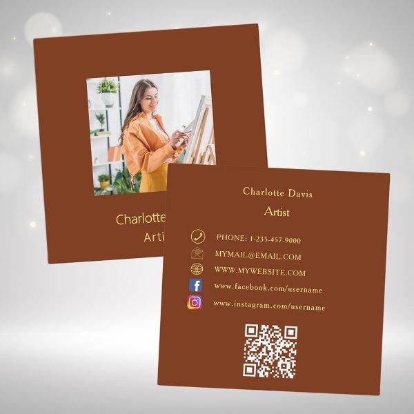 Rust brown photo QR code social media Square