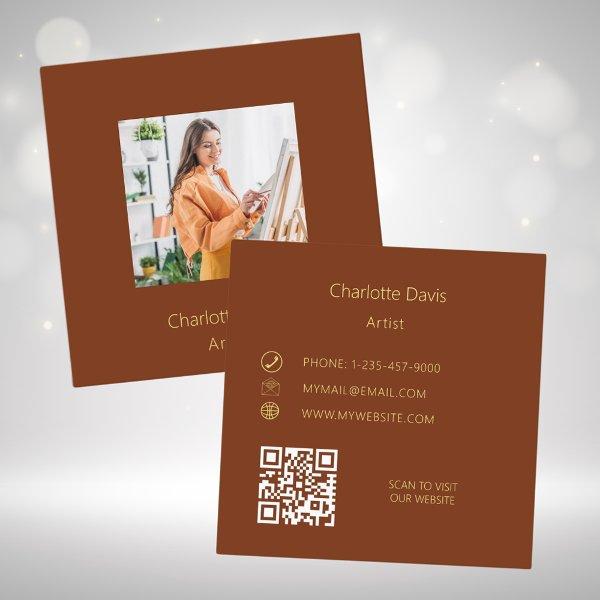 Rust brown photo QR code Square