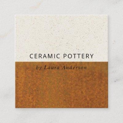 RUST OCHRE CERAMIC POTTERY GLAZED SPECKLED TEXTURE SQUARE