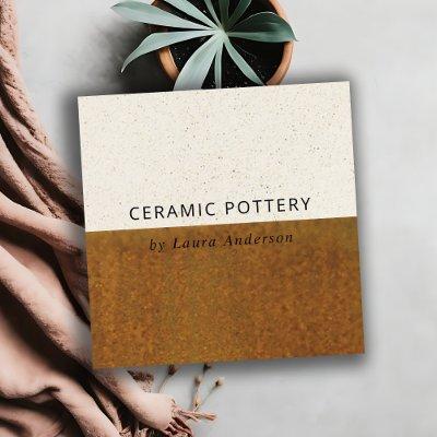 RUST OCHRE CERAMIC POTTERY GLAZED SPECKLED TEXTURE SQUARE