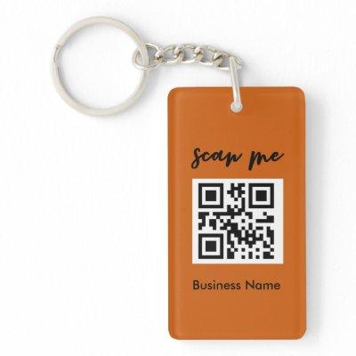 Rust Orange QR Code  Your Logo   Keychain