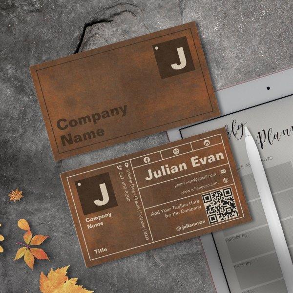 Rusted Iron Bold Typography Monogram QR Code