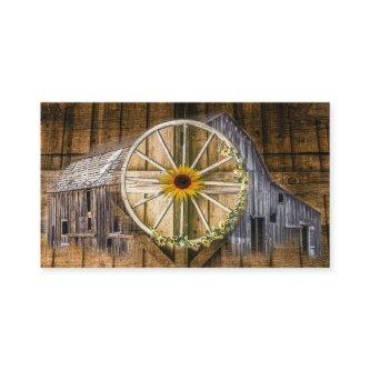 Rustic Barn Wagon Wheel Sunflower