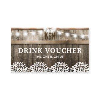 Rustic Barn Wedding Free Drinks Voucher