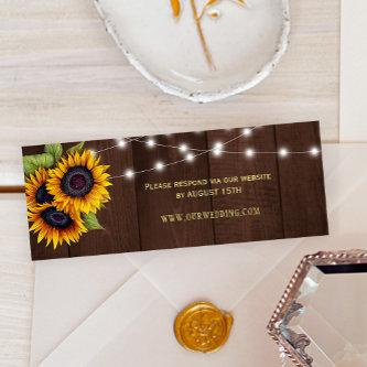 Rustic barn wood sunflowers wedding website RSVP Mini