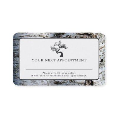 Rustic Birch Tree, Appointment Card