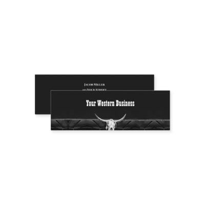 Rustic Black And White Country Western Bull Skull Mini