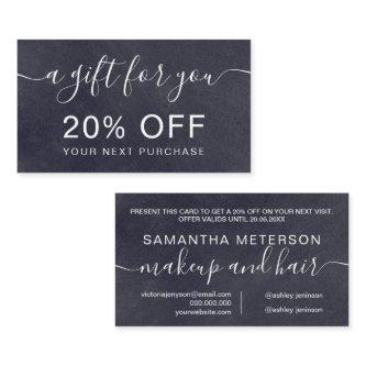 Rustic black chalkboard professional typography discount card