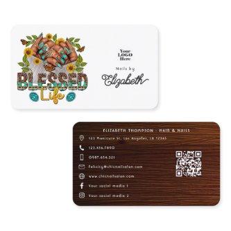 Rustic Blessed Life Black Woman Nail Salon Design