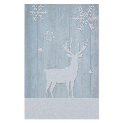Rustic Blue Wood Reindeer Country Christmas Stationery